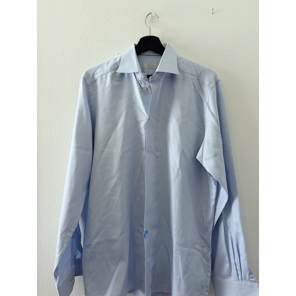 Eton Contemporary Fit Light Blue Twill Dress Shirt Size 41 (16")